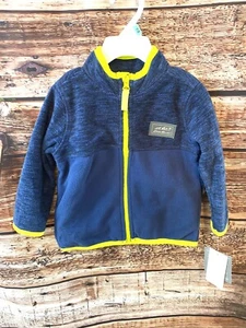 Eddie Bauer Fleece Full Zip Jacket 18 Months NWT Blue w Yellow Trim Orig $39 - Picture 1 of 6