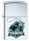 ZIPPO &quot;PRECH FISHING ROD&quot; POLISHED CHROME COLOR LIGHTER ** NEW in BOX **