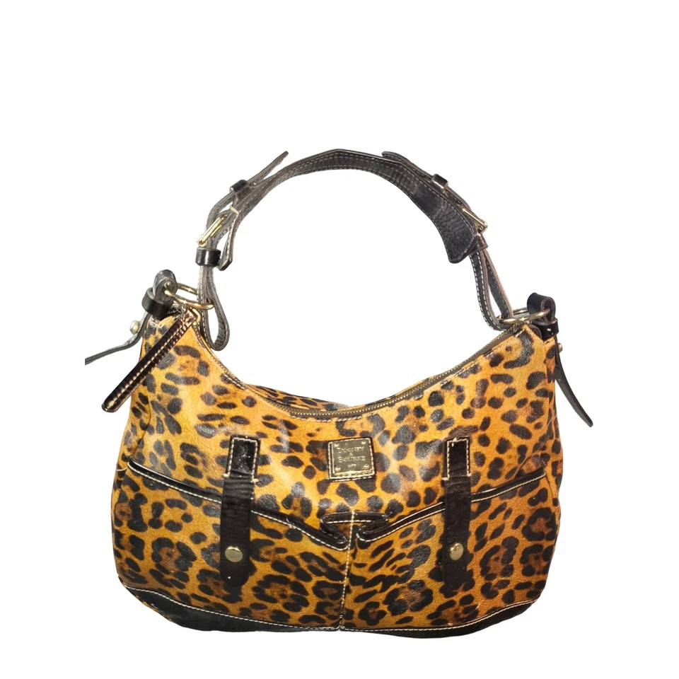 Bolso de Hombro Dooney & Bourke Estampado Safari Cuero Genuino Italiano Dije Diseñador Foto 1 de 4