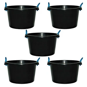 (Set di 5) Secchio 70L con Manici in Corda Multiuso Costruttore Stoccaggio Trug Nero - Foto 1 di 10