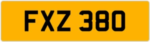 FXZ 380 F 3X3 DATELESS PRIVATE NUMBER PLATE FIN FIONA FRED FAS FAZ FRAN FERN FAY - Picture 1 of 1