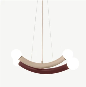 MADE.com Naila Anhänger Deckenleuchte, Statement Lampe - Burgund & Elfenbein UVP £ 215 - Bild 1 von 6