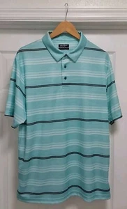 Ben Hogan Polo Shirt Men's Large Short Sleeve Performance Striped Golf Logo - Picture 1 of 9