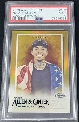 2020 Topps Chrome Allen & Ginter NYJAH HUSTON Gold Refractor /50 Rookie RC PSA 9 - Image 1 of 3