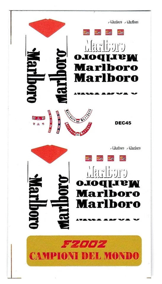 Decal 1/43 Ferrari F1 2002 Accessori §moke MARL*ORO  generiche BBR - Immagine 1 di 1