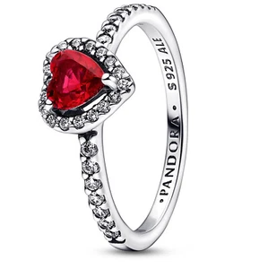 Pandora Jewelry Women's Ring Raised Heart Red 198421C02 - Picture 1 of 5
