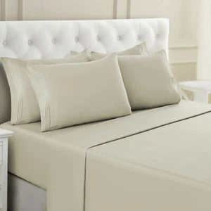 1800 Series 6-Piece Bed Sheet Set Soft Deep Pocket Twin King Queen Full Sheets - Picture 1 of 179