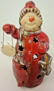 9 1/4" *Snow Woman* Ceramic Tea Light Candle Holder Christmas W/Candles - Picture 1 of 4