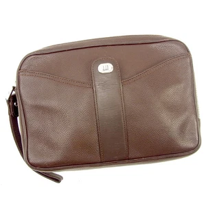 Dunhill Clutch bag Brown Silver Mens Authentic Used Y7326 - Picture 1 of 6
