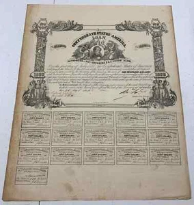 Type 50, Ball 62, 1862 $1000 Confederate States of America Loan uncut - Picture 1 of 2