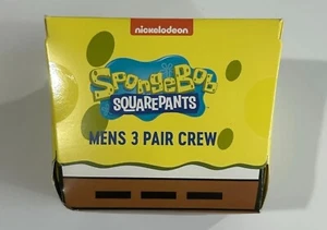 Bob Esponja Pantalones Cuadrados Para Hombre Paquete de 3 Calcetines Crew con Novedad Caja de Regalo, Tallas 8-12 - Imagen 1 de 4