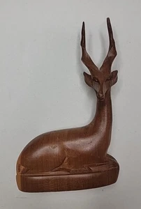 Vintage Hand-Carved Wood Gazelle / Antelope MCM - Picture 1 of 5