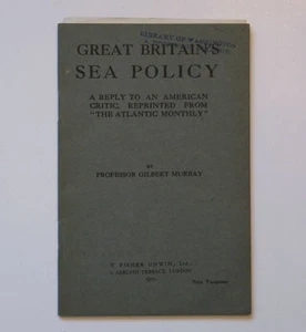 Grande politica marittima britannica del professor Gilbert Murray 1917 opuscolo epoca prima guerra mondiale - Foto 1 di 1