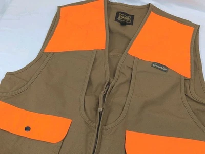 Gamehide Mens Hunting Vest XL Zip Up Multi Pocket Canvas Brown Neon Orange - Image 1 of 4