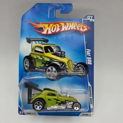 Hot Wheels Fiat 500 carro fundido 2009 passeios modificados cardado 163/190 verde limão - Imagem 1 de 4