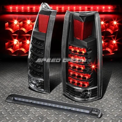 BLACK HOUSING CLEAR LED TAIL+SMOKED 3RD BRAKE LIGHT FOR 92+ SUBURBAN/TAHOE/YUKON - Image 1 of 4