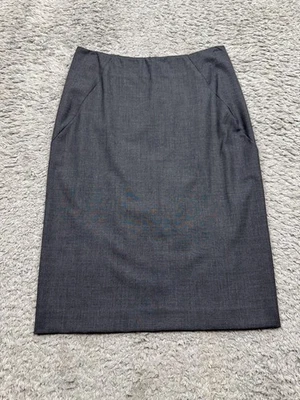 Theory Skirt Women 6 Charcoal Gray Wool Midi Pencil Career Casual Stretch Preppy - Image 1 of 4
