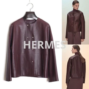 Chaqueta de cuero Hermes 21Aw Domestic Medor Studs 34 - Imagen 1 de 20