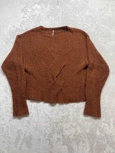 Free People Pullover Damen Extra Small Braun Struktur Strick V-Ausschnitt Pulli Boho - Bild 1 von 6