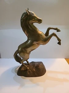 Vintage Korea Brass Rearing Horse Sculpture Statue Figurine on Base - Picture 1 of 14
