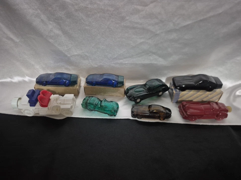 Vintage Avon Car Cologne Bottles Collectible Glass Decanters 8x  Lot W/ Stickers - Image 1 of 4