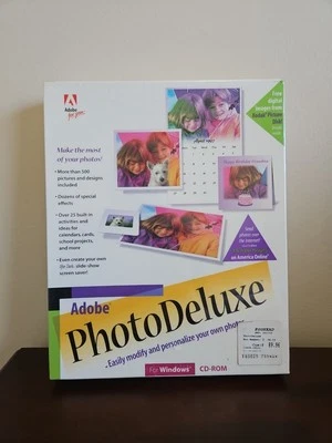 Vintage 1996 Brand New Sealed Adobe PhotoDeluxe v 1.0 CD Rom For Windows Egghead - Image 1 of 4