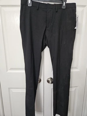 Pantalones Kenneth Cole Reaction para hombre negros ajustados delanteros planos talla 34W x 30L como están Foto 1 de 4