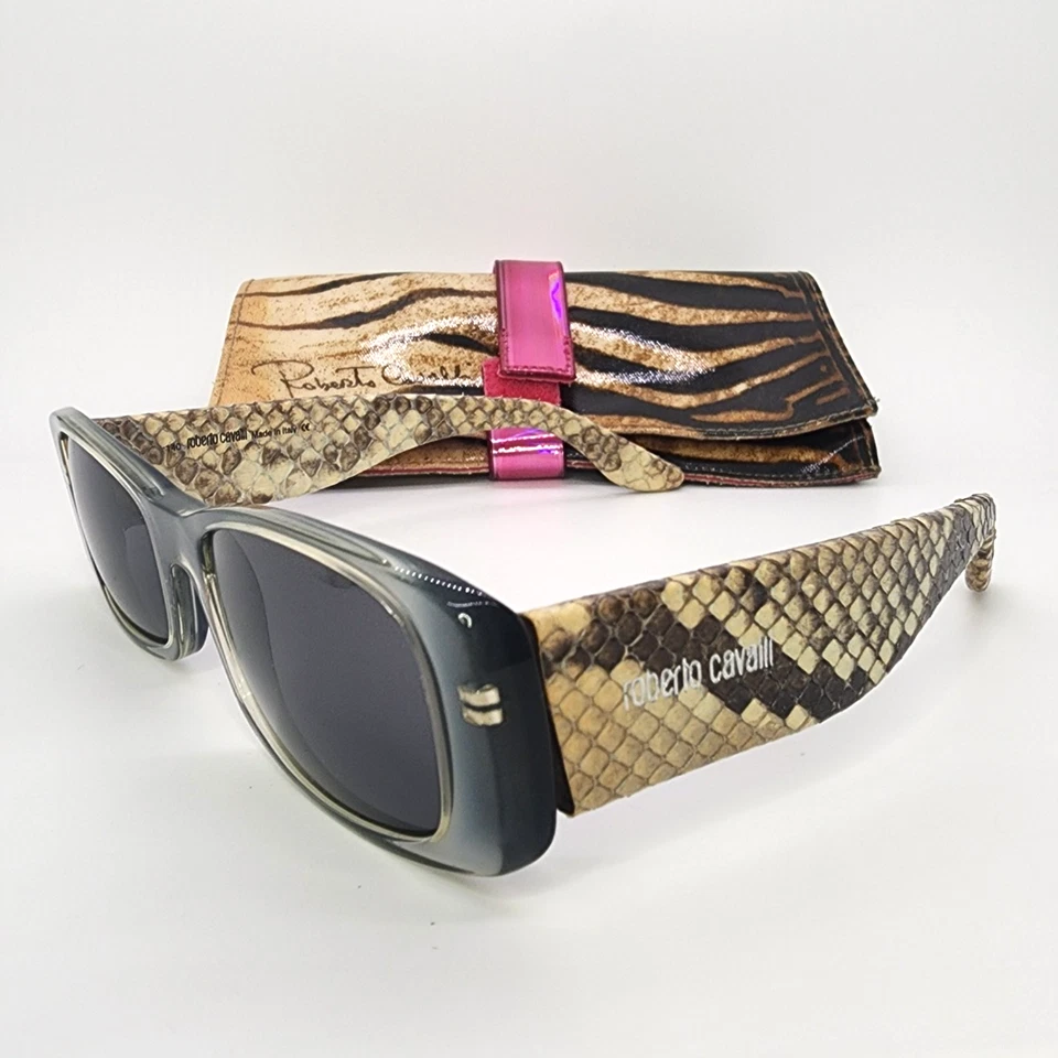Roberto Cavalli Andromeda Snakeskin Sunglasses Vinyl Case Made in Italy Vintage - Image 1 of 4