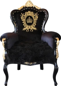 Poltrona barocca di lusso Pompöös by Casa Padrino nero oro di Harald Glööckler - Foto 1 di 2