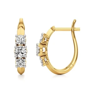 Aretes de oro amarillo de 14 k con pasador de diamantes cultivados en laboratorio de 0,75 quilates con certificación IGI - Imagen 1 de 13