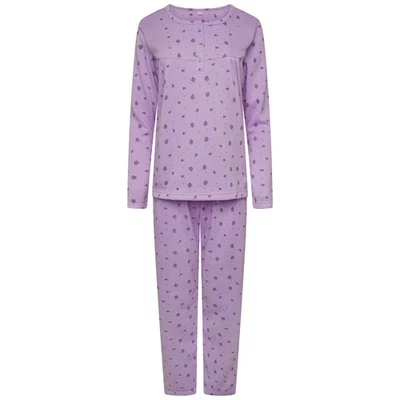 NIKARO Ladies Thermal Fleece 3 Button Down Long Sleeve Pyjama Set - Image 1 of 4