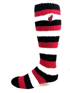 Miami Heat Basketball schwarz weiß und weinrot gestreifte flauschige lange Socken - Bild 1 von 3