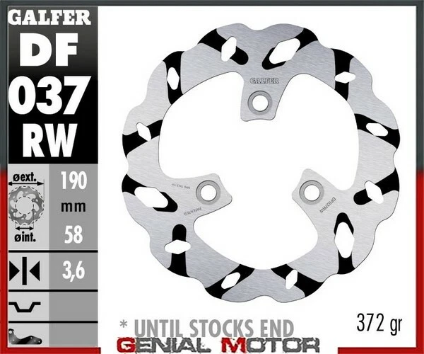 Galfer rear brake disc WAVE FIXED GROOVED 190x3.6mm APRILIA AREA 51 1998 - Image 1 of 1