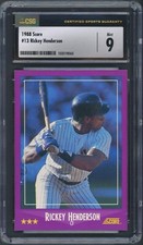 1988 Score Rickey Henderson #13 CSG Mint 9 - New York Yankees