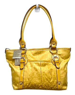 Bolso de hombro vintage Giani Bernini con signo circular, amarillo miel, venta al por menor $88 Foto 1 de 4