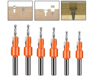 6tlg Senkbohrer Set für Holz Bohrer mit Senker Holzbohrer Kegelsenker Werkzeug - Bild 1 von 9