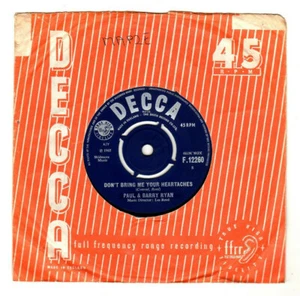 PAUL & BARRY RYAN - DON'T BRING ME YOUR HEARTACHES. UK ORIG 1965  7" & CO/SL.VG+ - Picture 1 of 4