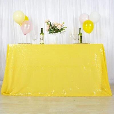 DUOBAO Sequin Tablecloth Fashion Bridal Dress Table Cloth(60x102-Inch, Yellow) - Image 1 of 4