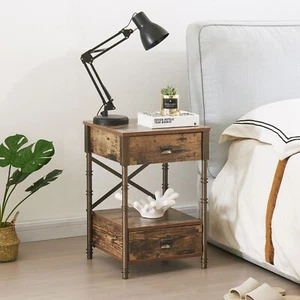 Mesita de noche vintage de madera mesita de noche de mediados de siglo mesita de noche con cajón - Imagen 1 de 10