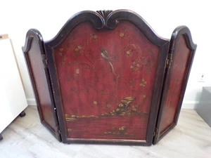Beautiful painted wood fireplace screen 3 panel 52" w x 35" h - Picture 1 of 15