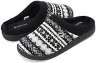 CIOR Women's Memory Foam House Slippers Sweater Knit Embroidered Pattern and Rib