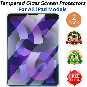 iPad 10th 9th 8th 7th 6th 5th Gen Air 3 4 Mini 5 6 Pro 12.9 10.5 Tempered Glass - Picture 1 of 30