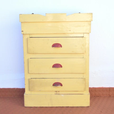 Antique Hanging cabinet Drawer Pharmacy Kitchen industrial white lacquered -e Cover