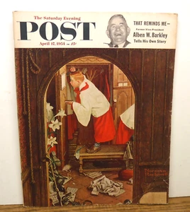 Saturday Evening Post April 17, 1954 N. Rockwell cover 1950's Ads Styles Autos - Picture 1 of 11