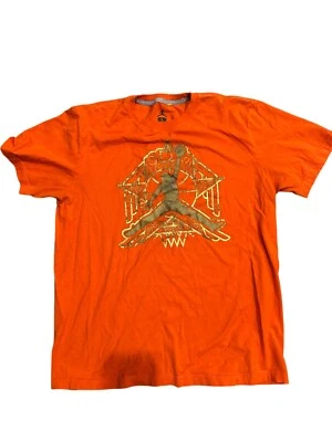 Camiseta Air Jordan Naranja Gráfica Logotipo Jumpman Dorado Para Hombre L 100% Algodón Manga Corta Foto 1 de 4
