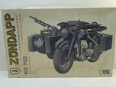 ZUNDAPP KS 750 WITH SIDCAR KRIEGS ELEFANT 1/9 SCALE MODEL KIT COMPLETO-FR-M13 - Immagine 1 di 2