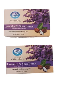(Lote de 2) Jabón en barra de baño blanco lluvia lavanda y manteca de karité 4,5 oz cada uno - 2 barras - Imagen 1 de 2