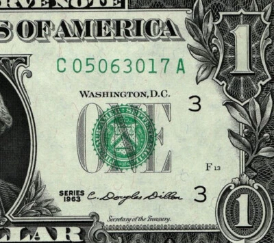 1963 $1 FDR ФИЛАДЕЛЬФИЯ ВЫБОР НЕ БЫВШАЯ В ОБРАЩЕНИИ ЗЕЛЕНАЯ ПЕЧАТЬ C05063017A - Изображение 1 из 4