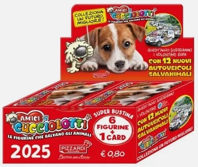 SCATOLA BOX DA 100 BUSTINE DI FIGURINE AMICI CUCCIOLOTTI 2025 PIZZARDI