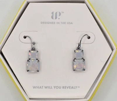 Bomb Party RBP7863 Endless Sparkles Lab Created White Opal Hematite Earrings - Image 1 of 2